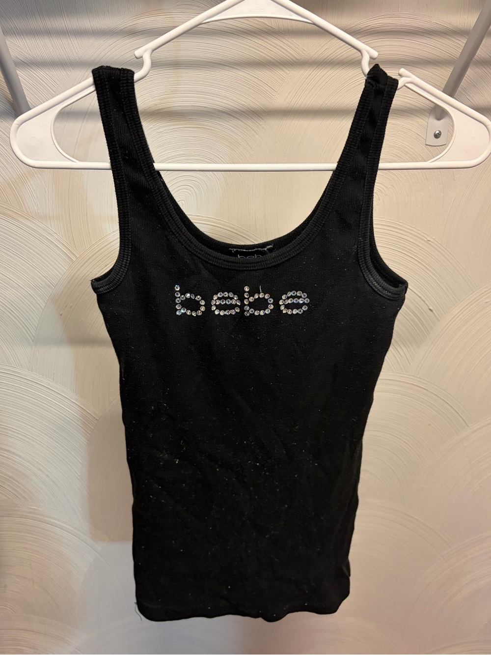 bebe Black Rhinestone Logo Tank